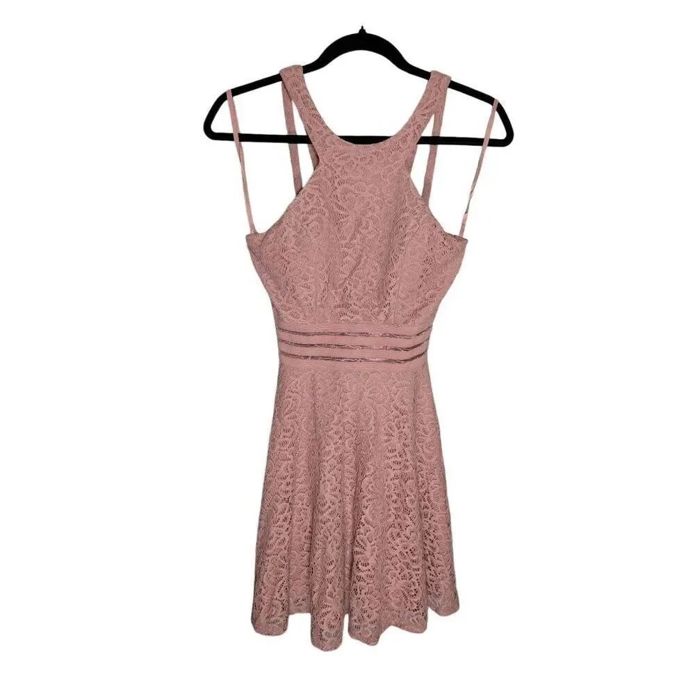 City Studio Juniors Pink Lace Sleeveless Fit & Flare Dress Women's 3